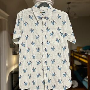 Tipsy Elves White and Blue Dinosaur Print Shirt